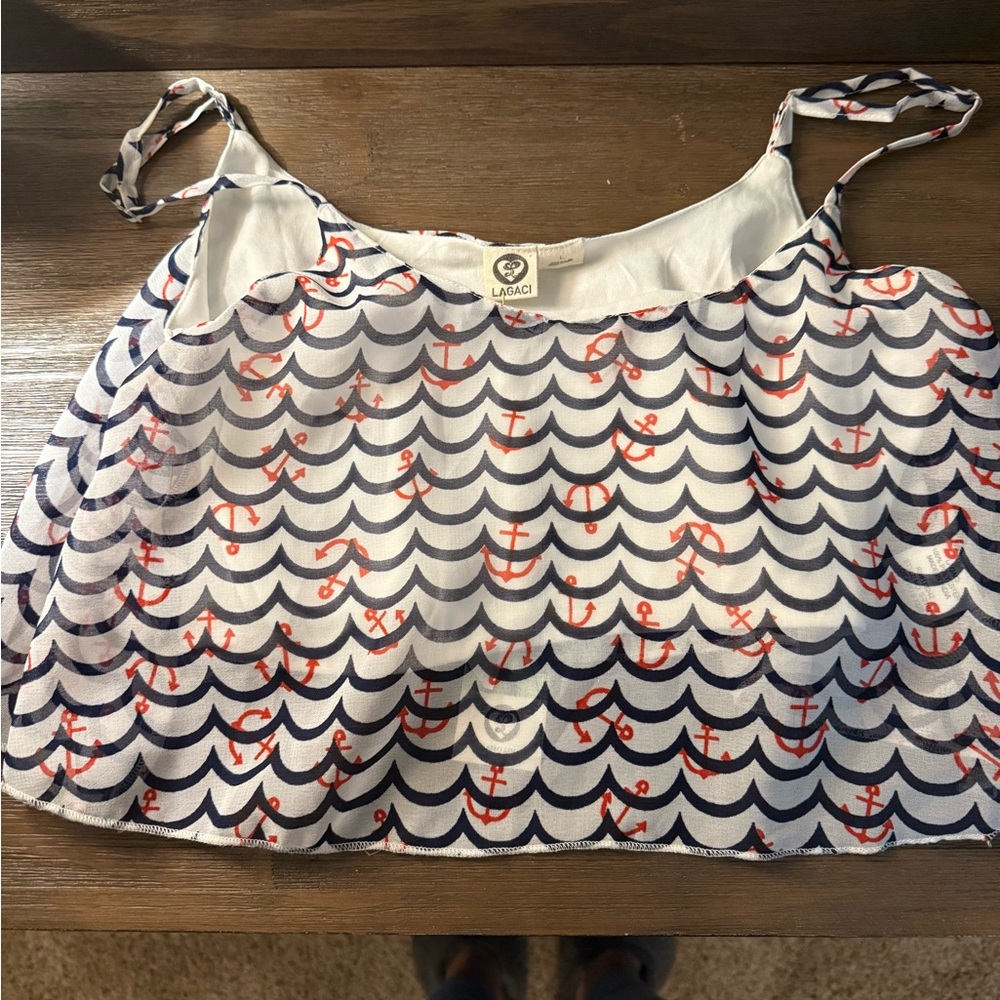 Lagaci Nautical Wave Crop Top